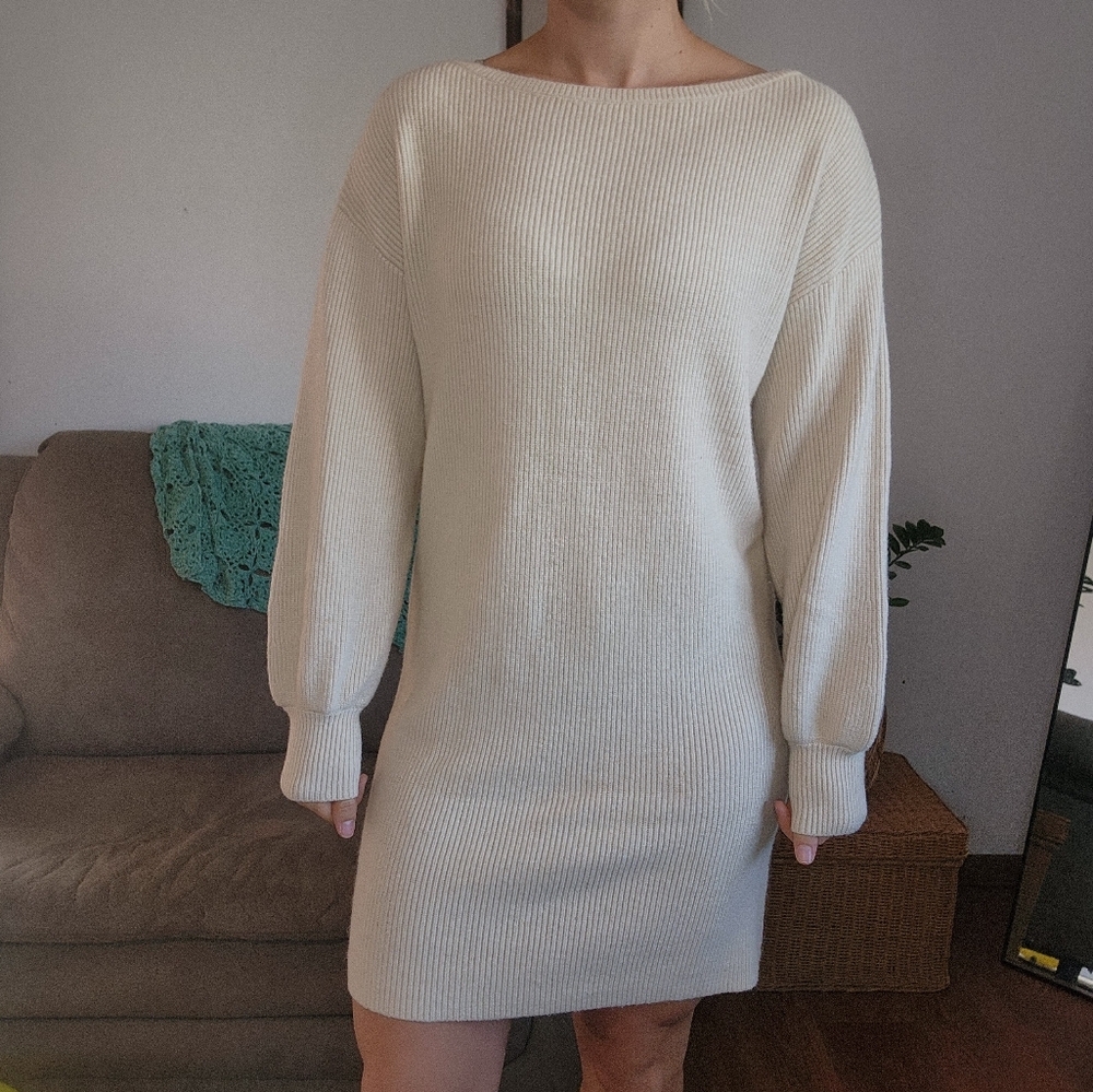 Halogen Cream Sweater Dress